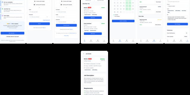 Mobile screens from the FlexiShift prototype